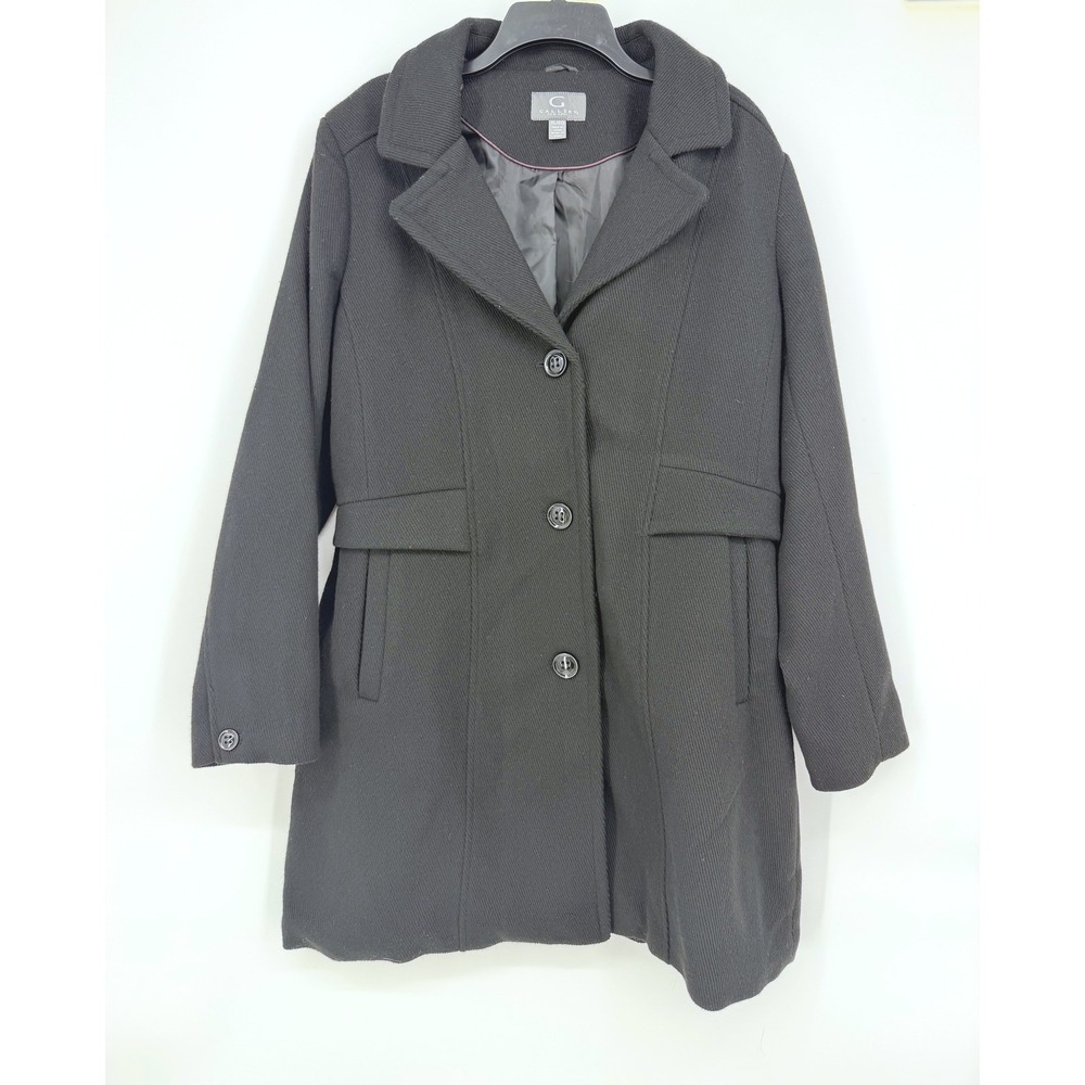 Gallery New York Womens XL‎ Black Wool Blend Button Front Coat NWOT